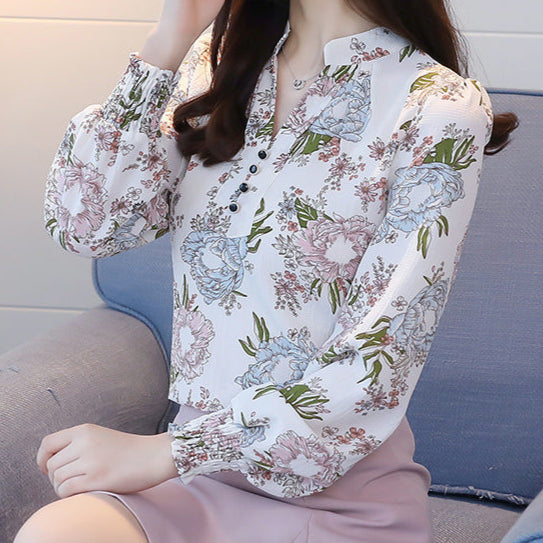 BloomVerve Chiffon Floral Blouse