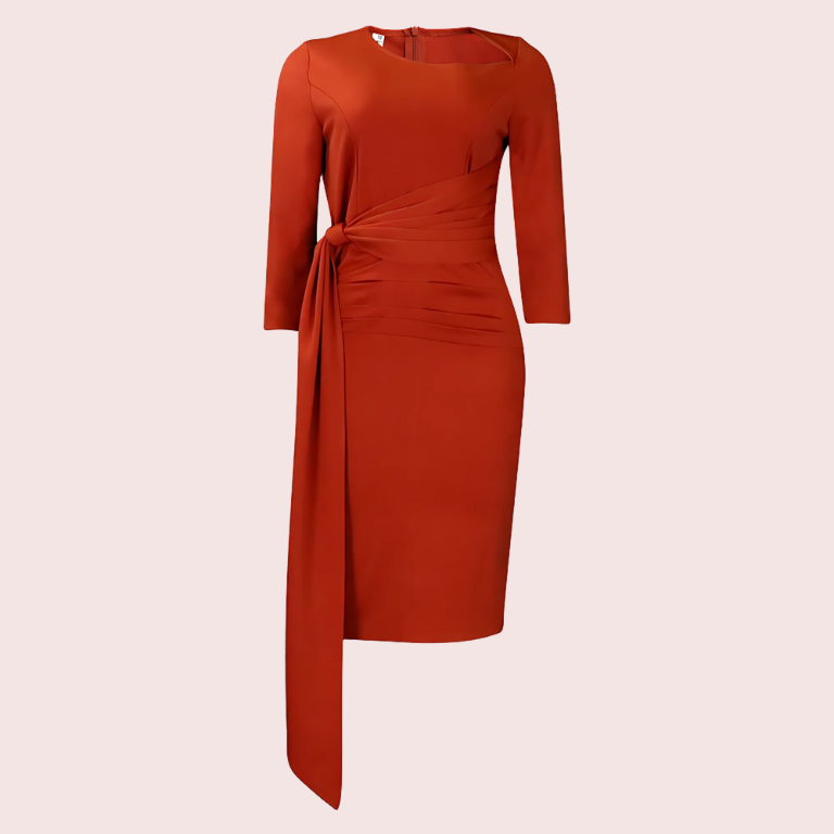 Asymmetrical Draped Midi Dress