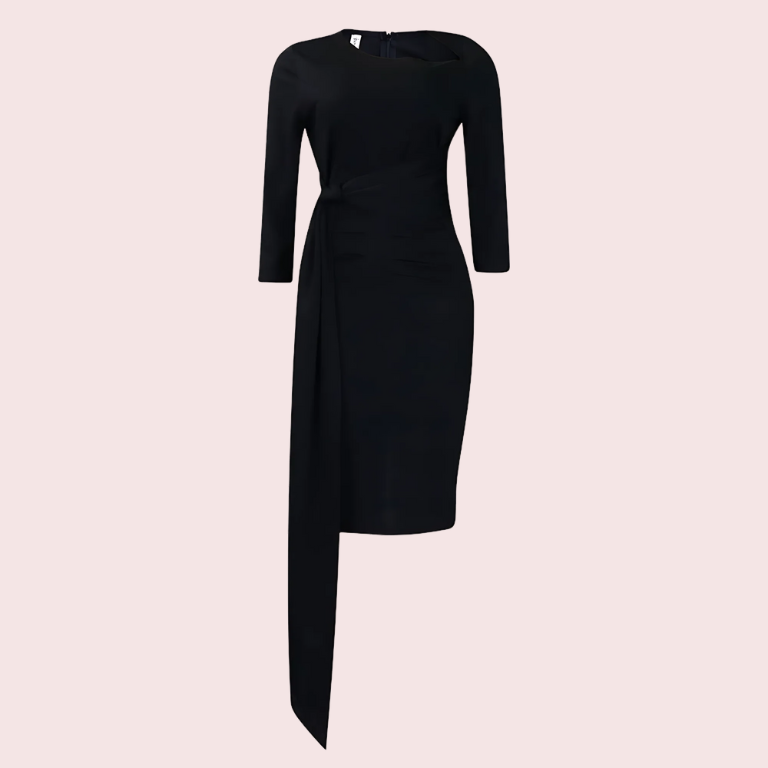 Asymmetrical Draped Midi Dress