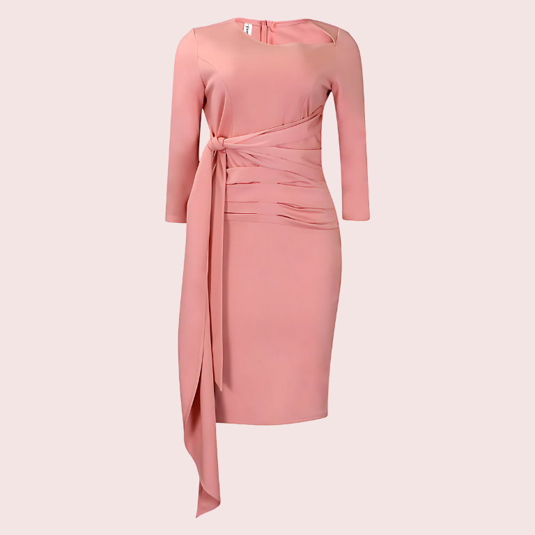 Asymmetrical Draped Midi Dress