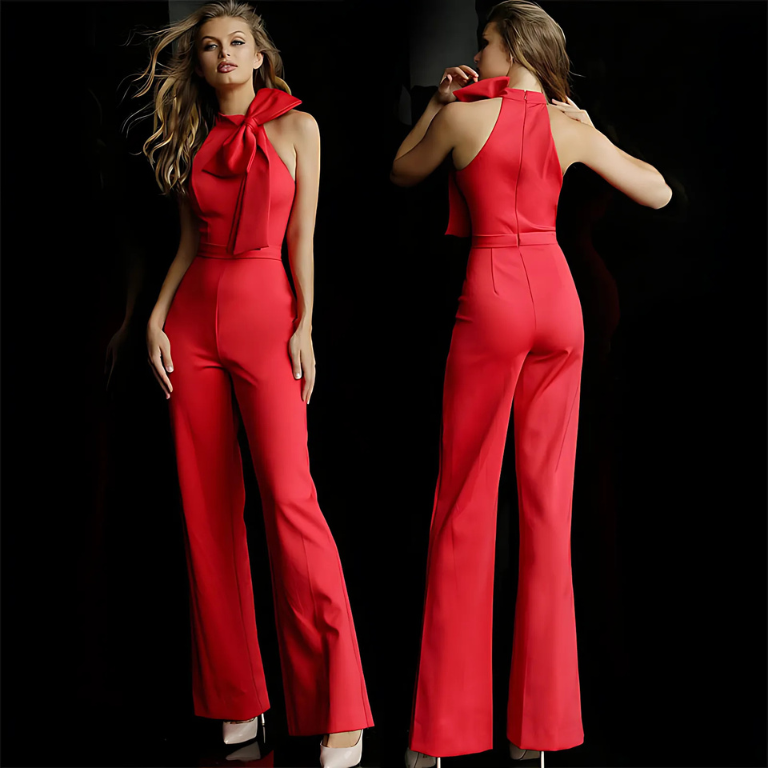 Elegant High-Neck Backless Jumpsuit