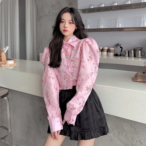 Pink Poise Puff Sleeve Blouse