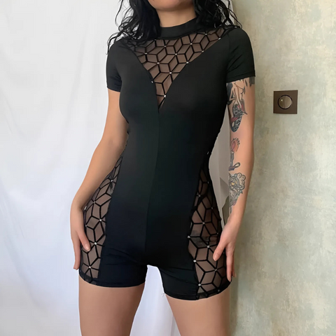 Mesh Panel Bodycon Romper