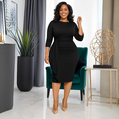 Asymmetrical Draped Midi Dress