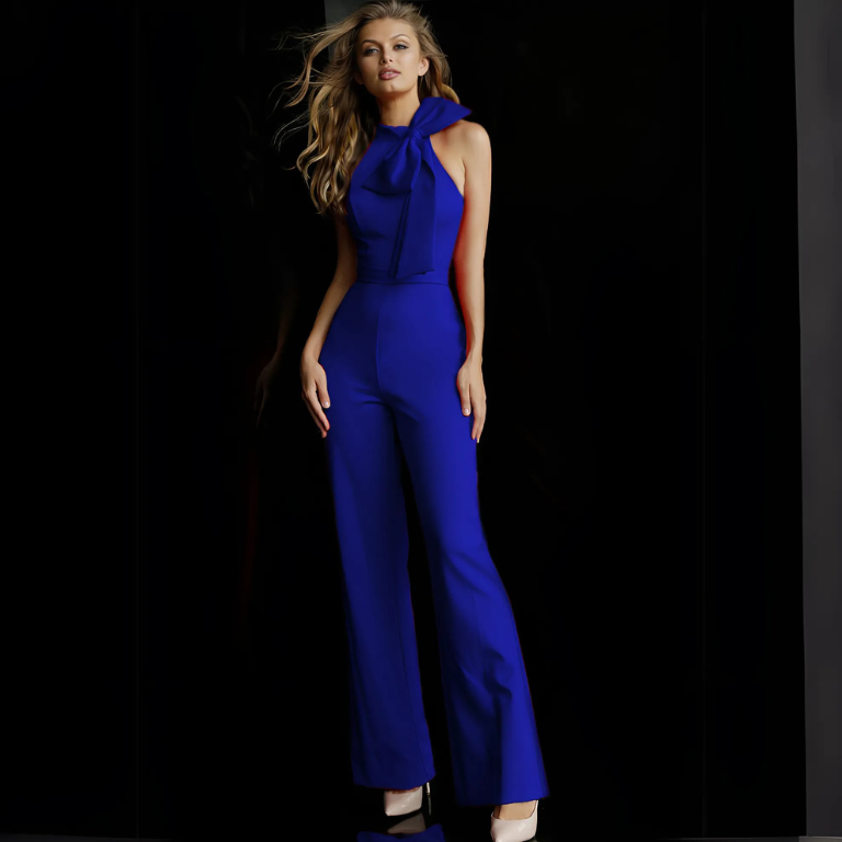 Elegant High-Neck Backless Jumpsuit