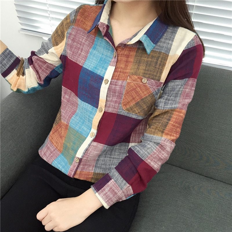 Vintage Patchwork Plaid Shirt