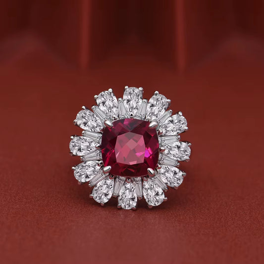 9*9 MM 3CT Ruby High Carbon Diamond Gemstone 100% 925 Sterling Silver Wedding Engagement Ring for Women Fine Jewelry