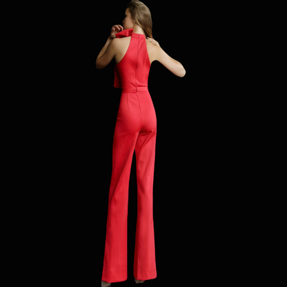 Elegant High-Neck Backless Jumpsuit