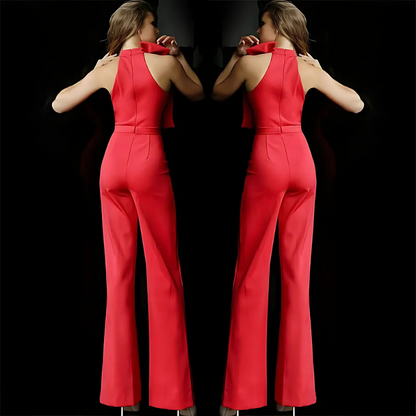 Elegant High-Neck Backless Jumpsuit
