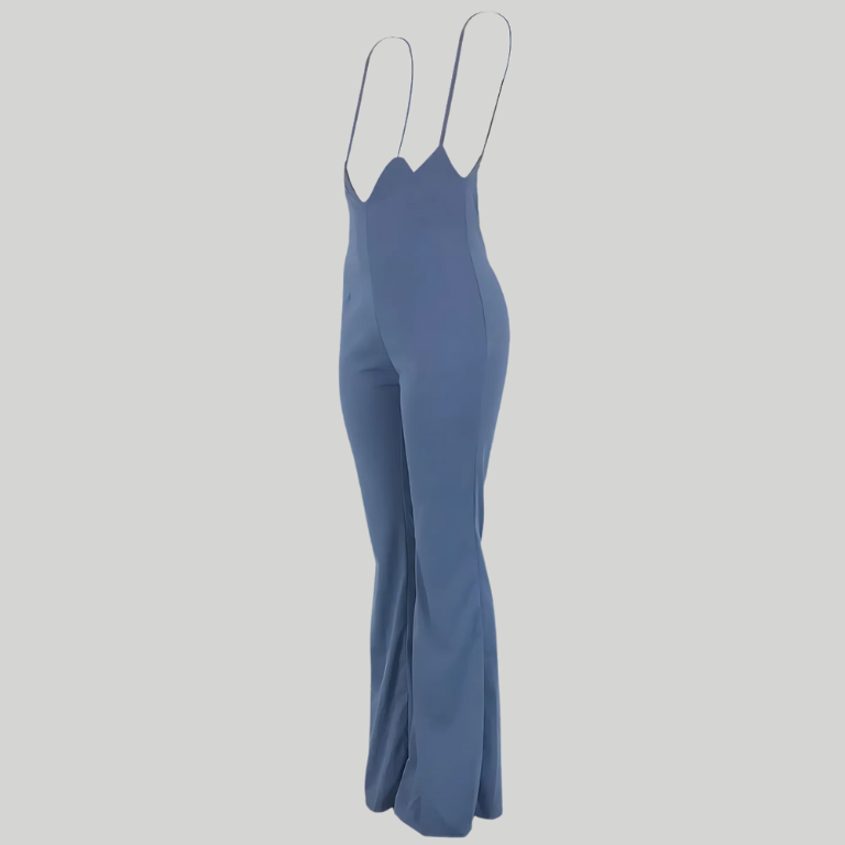 Two-Tone Backless Flare Jumpsuit