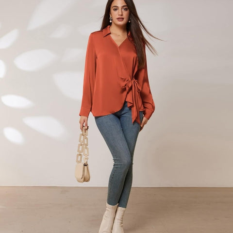 Satin Wrap Bliss Blouse