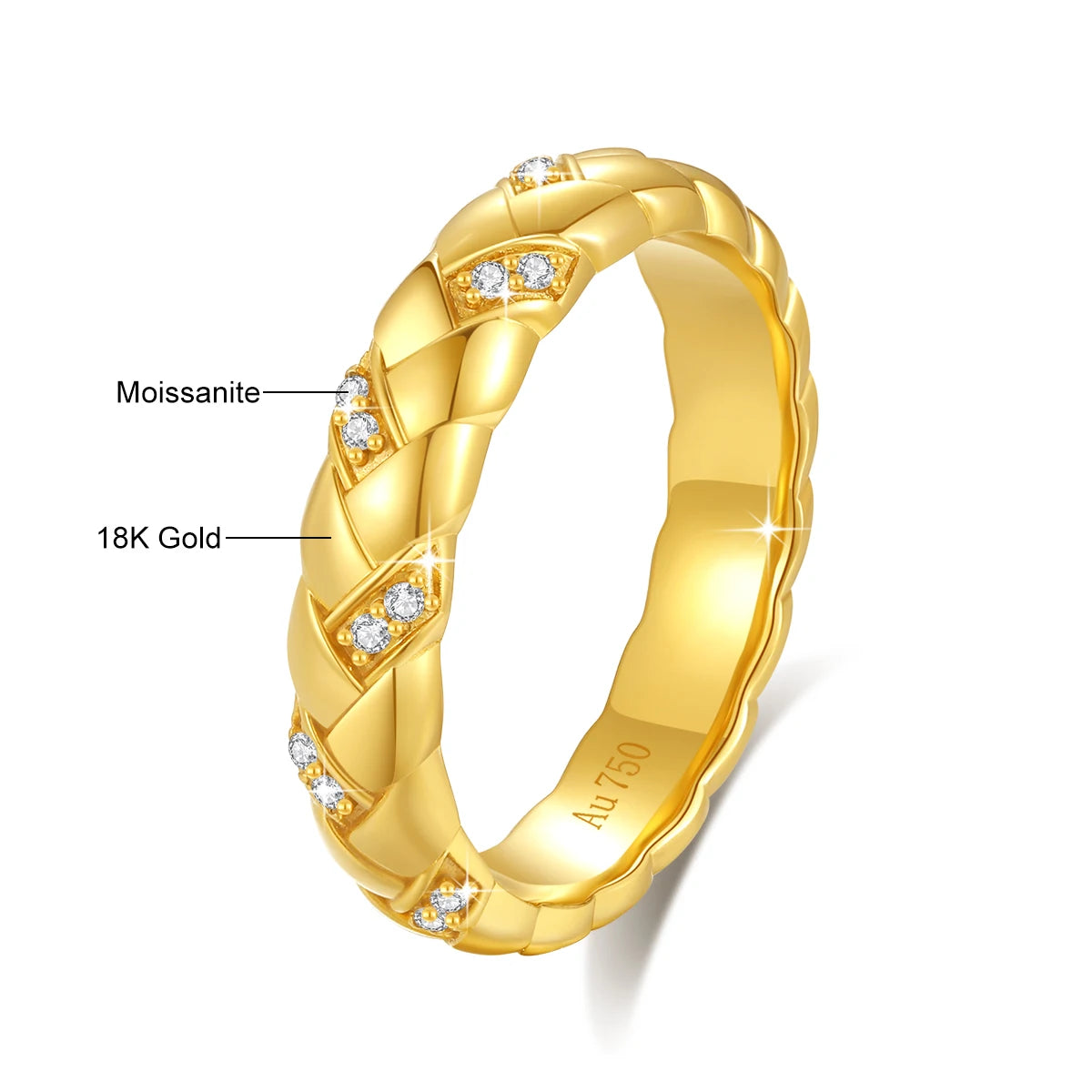 100% Real 18k Gold Wedding Ring For Women Certified Shine Moissanite Diamond Jewellery Luxury Brands Engagement Gifts Wholesale