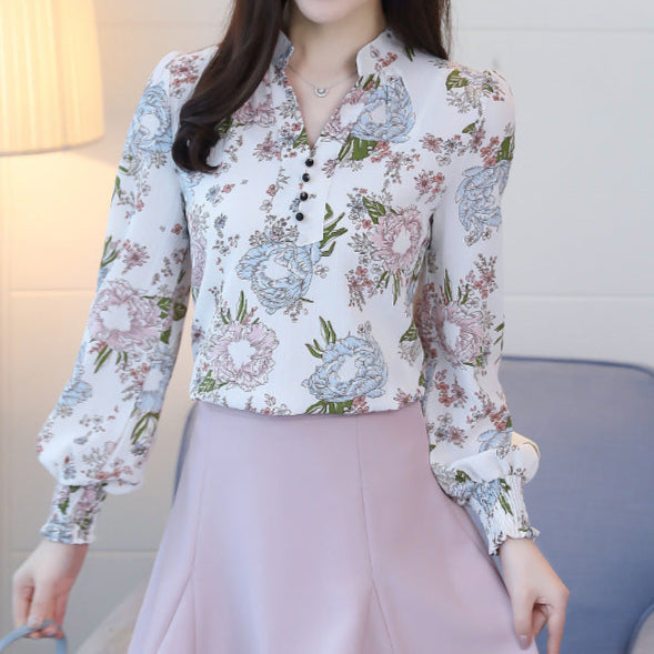 BloomVerve Chiffon Floral Blouse