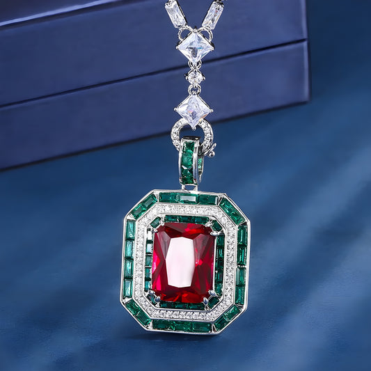 Charms Vintage Emerald Ruby Gemstone Diamond Pendant