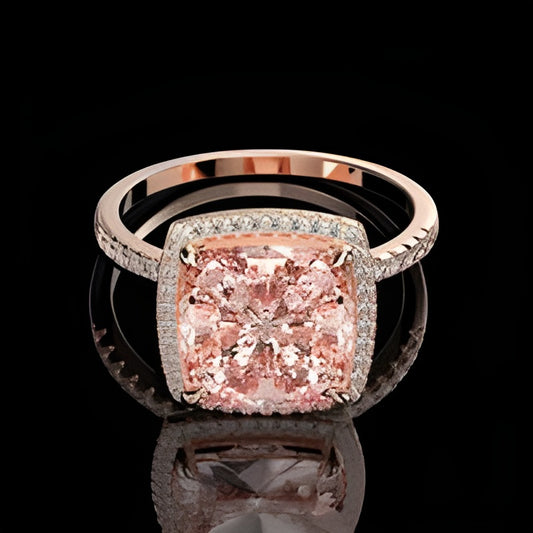 Morganite Gemstone Silver Sparking Ring