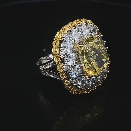 Crushed Ice Cut 10*12 MM Citrine High Carbon Diamond Gemstone 925 Sterling Silver Women Ring Anniversary Gifts Jewelry