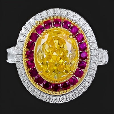 Luxury Oval Cut  Diamond Gemstone Ring